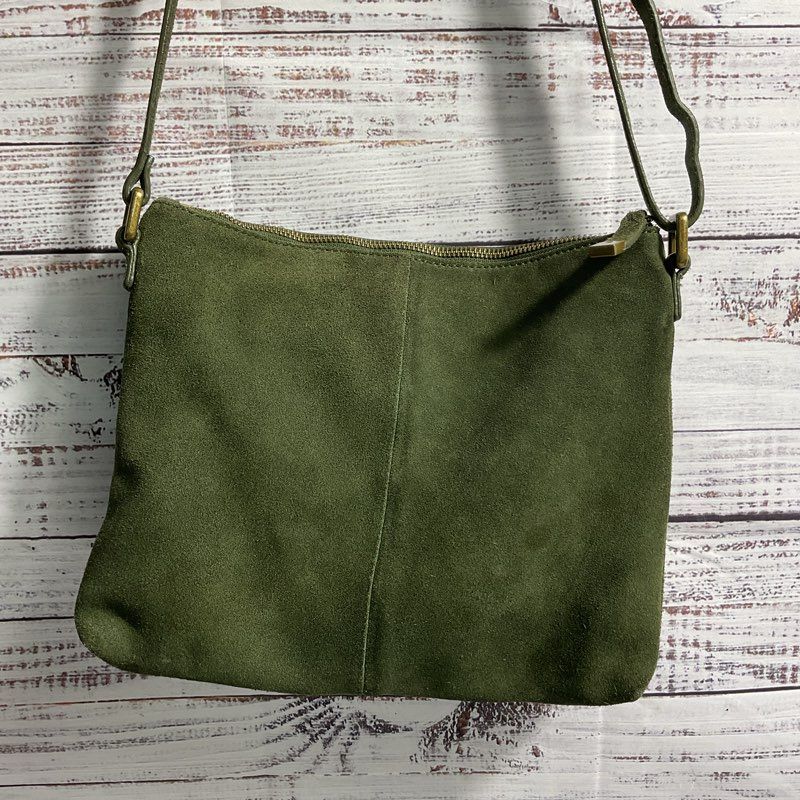 Margot New York Green Suede Crossbody Shoulder Bag Purse
