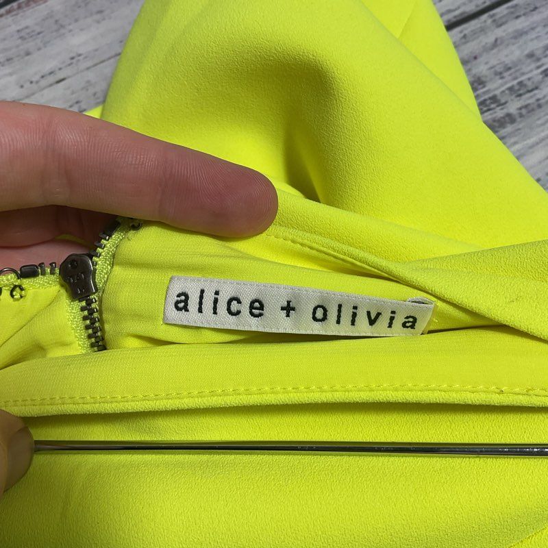 Alice + Olivia Neon Yellow Shaylee Faux Wrap Mini Skirt - Size in Description