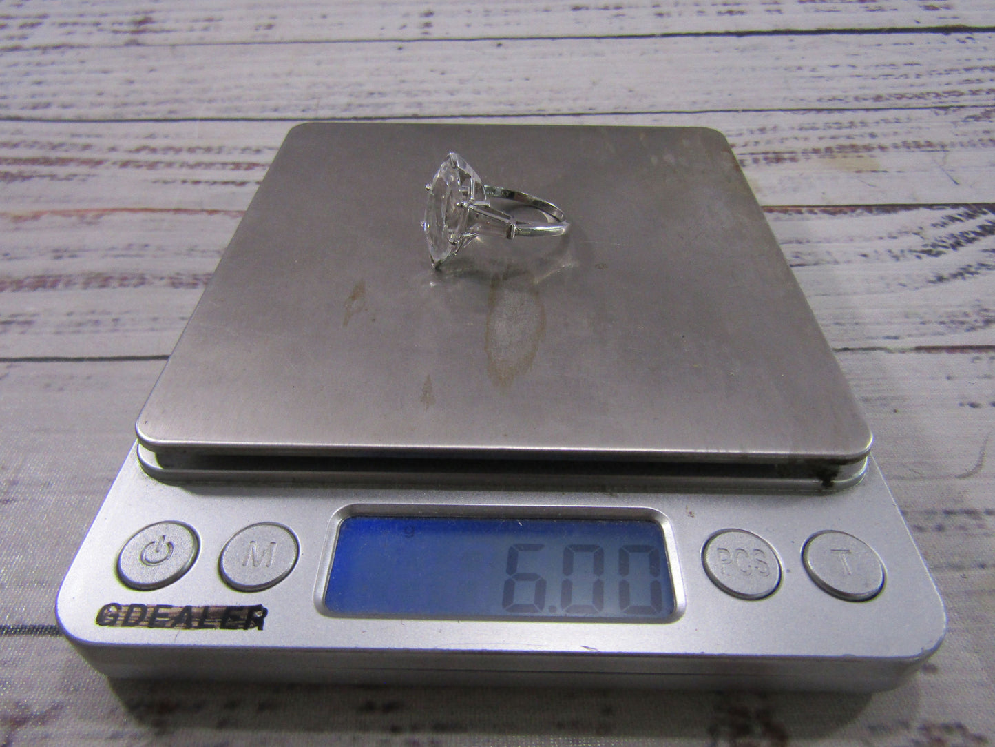 14k White Gold Marquise CZ Cocktail Ring Size 9