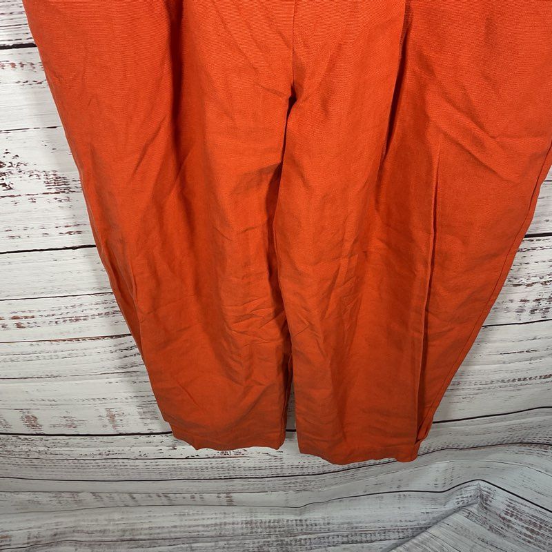 NWT Farm Rio Deep Orange Denim Button Up Dungaree Overall Jumpsuit Size XL