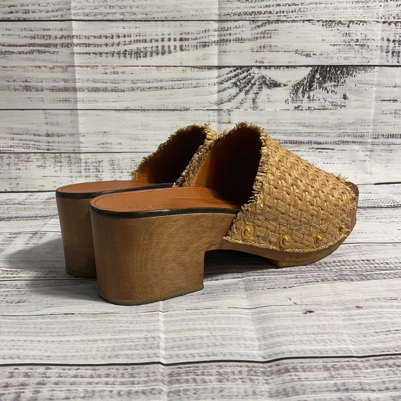 Rosetta Getty Brown Basketweave Clog Sandal Women's Size 6