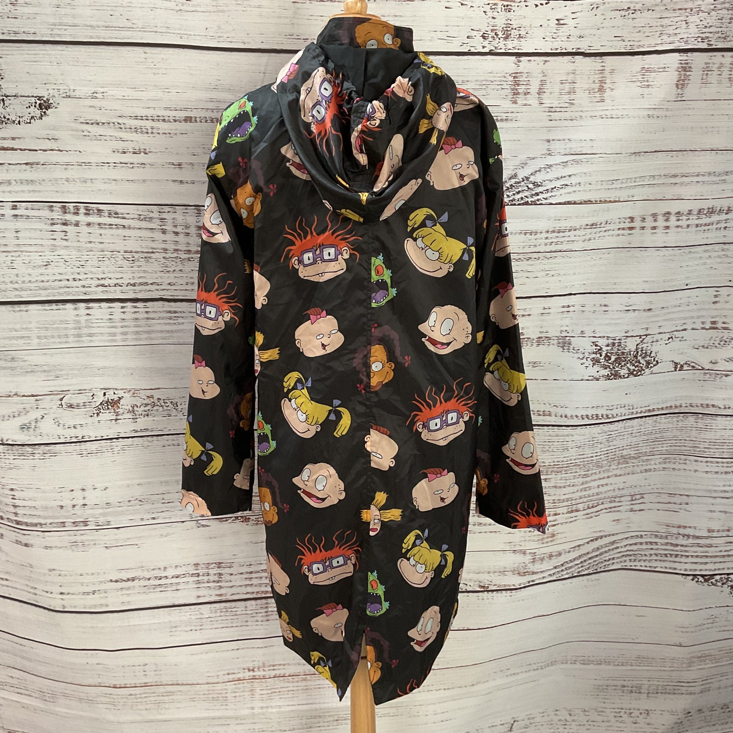 Dolls Kill x Rugrats Black Character Print Windbreaker Hooded Jacket - Size S