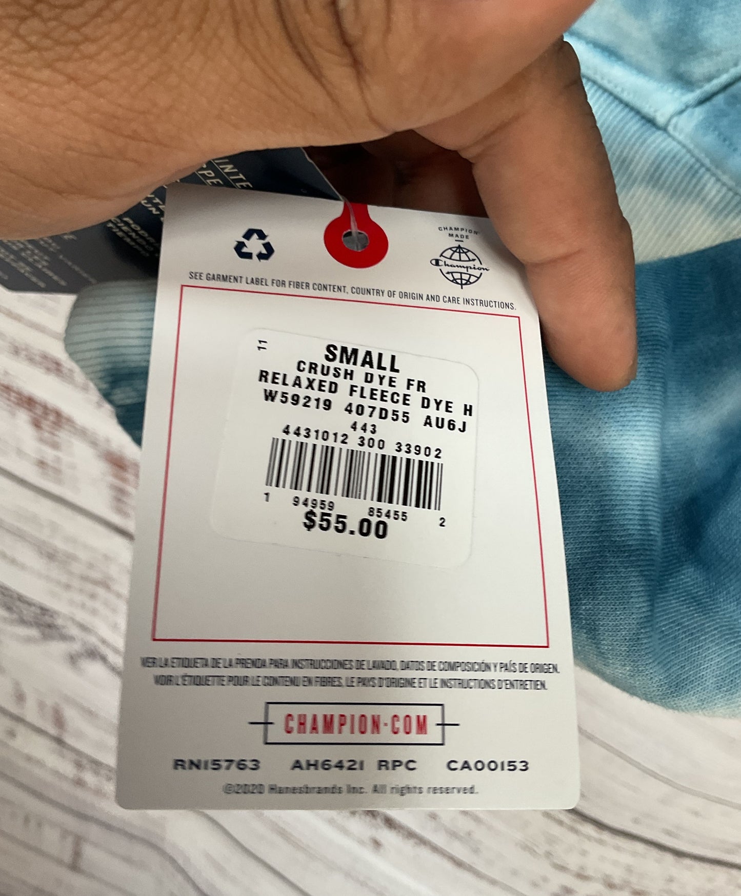 Champion Women's Blue Tie Dye Cotton Blend Pullover Hoodie Size S