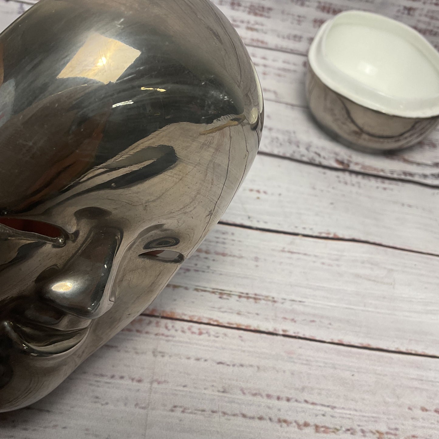 Pintar Silver Tone Asian Style Lidded Trinket Dish Pair 4.4" 5.5"