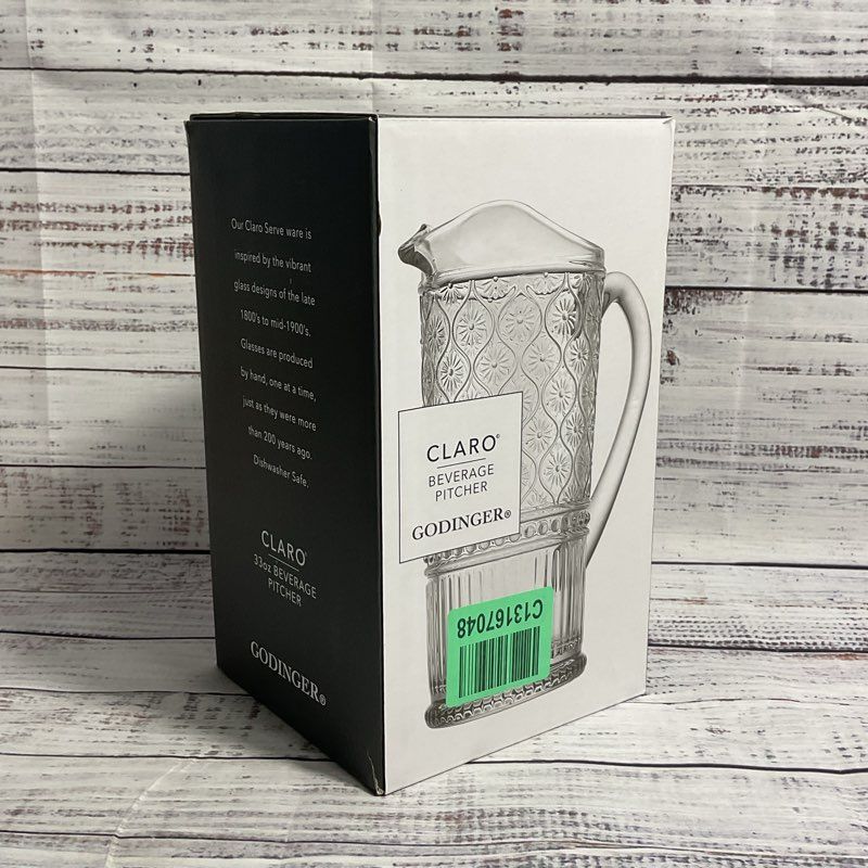 NOB Godinger Claro Clear Glass 33oz Beverage Pitcher