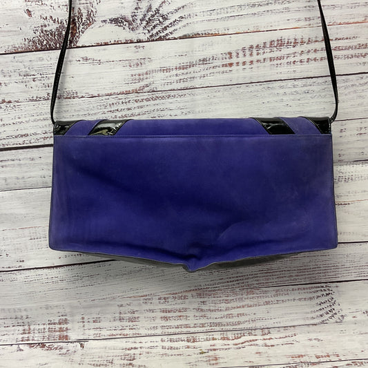 Vintage Charles Jourdan Purple Suede Black Design Purse 11.5x2.5x7