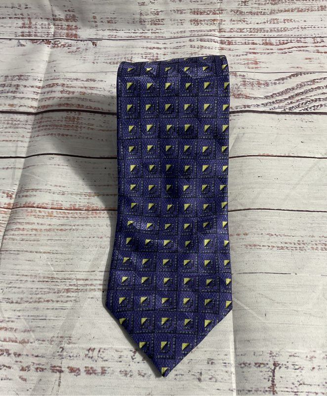 Ermenegildo Zegna Men's Square Geometric Purple Pattern 100% Silk Tie