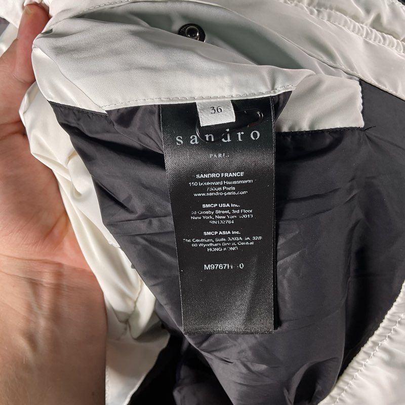 Sandro H18 Titan White Down Puffer Jacket - Size 36