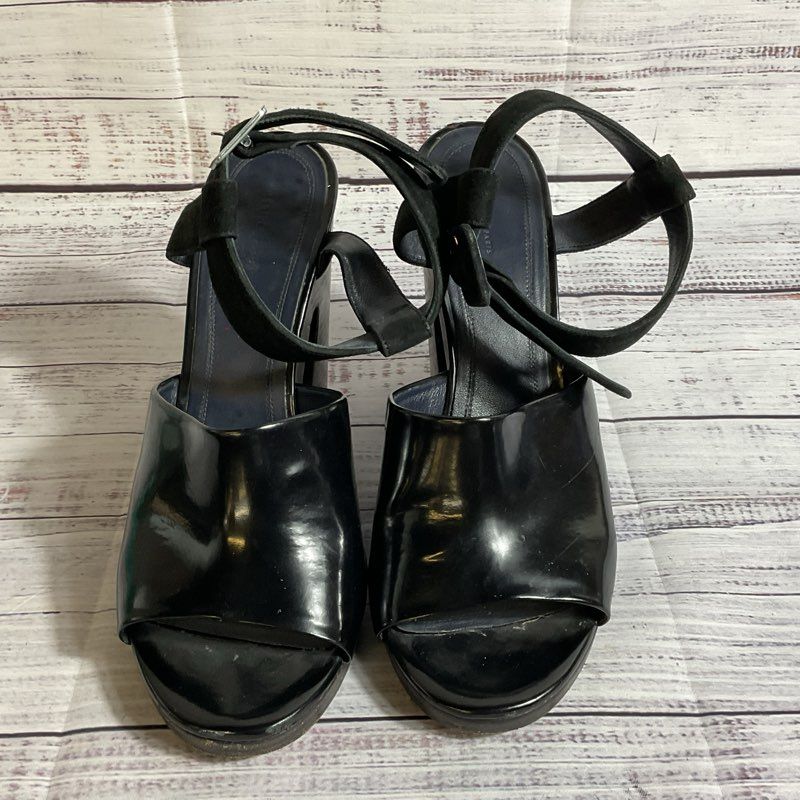 CELINE Paris Women's Black Leather & Suede Platform Heel Shoes- SZ 40.5 DAMAGED