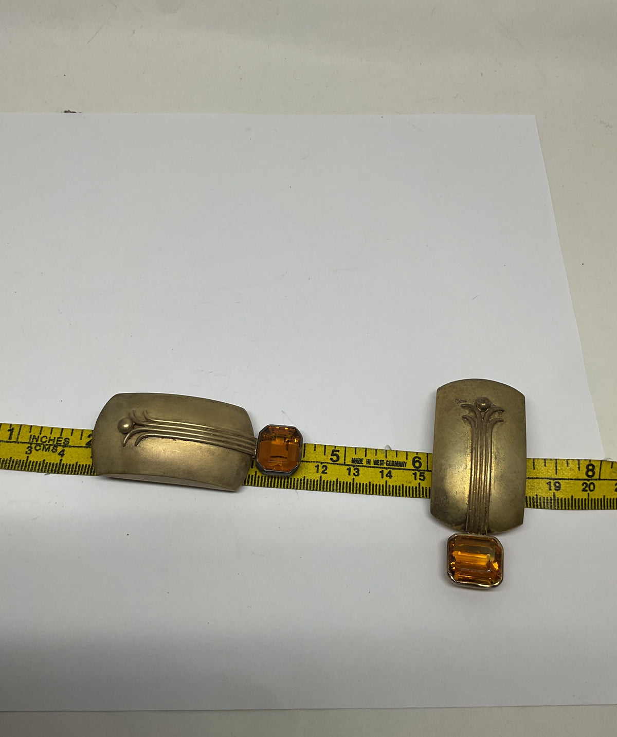 Signed 89 STG Sterling Silver Vintage Clip on Earrings with Citrine