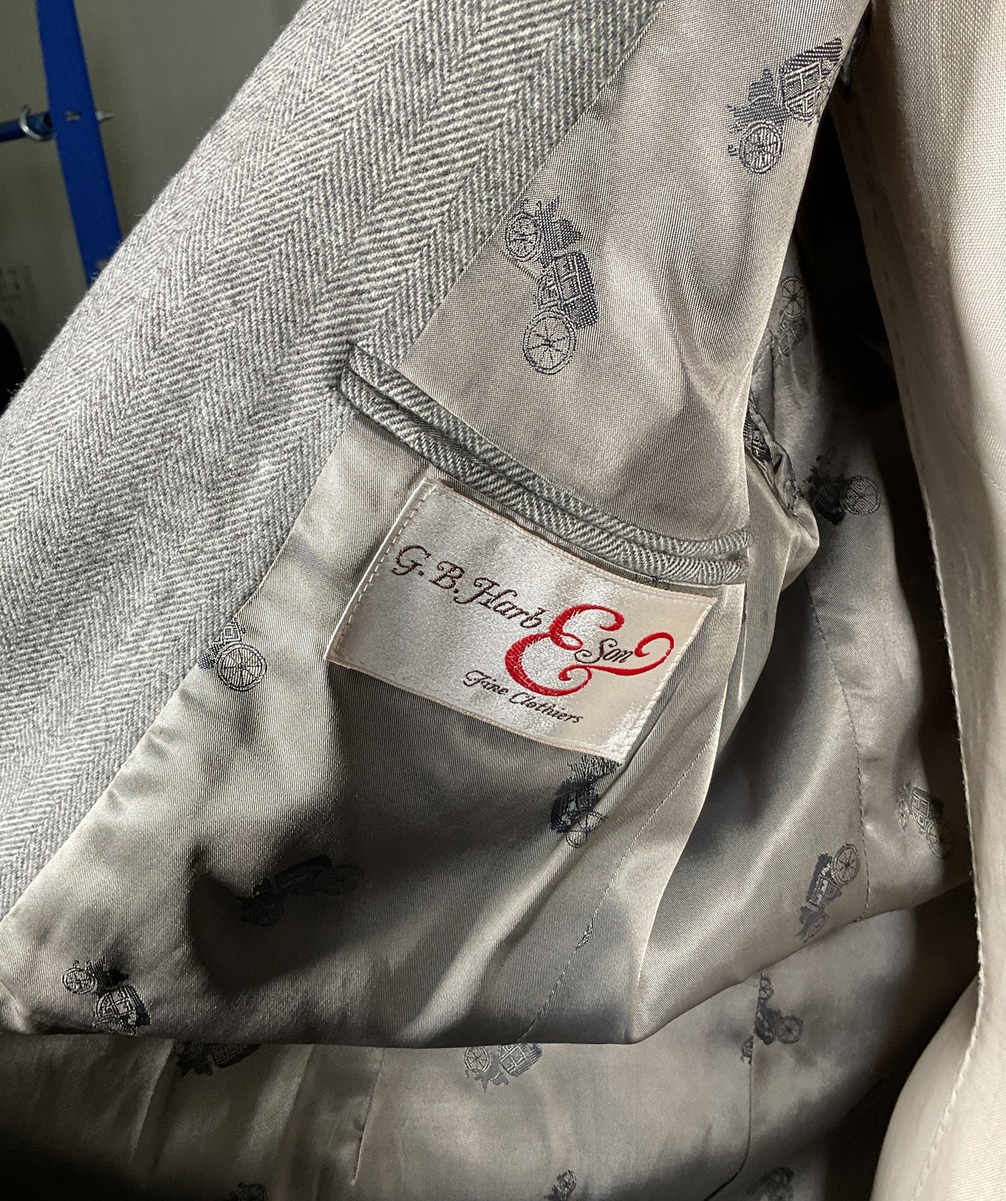 G.B. Harb & Son Vintage Cashmere Herringbone Blazer Gray