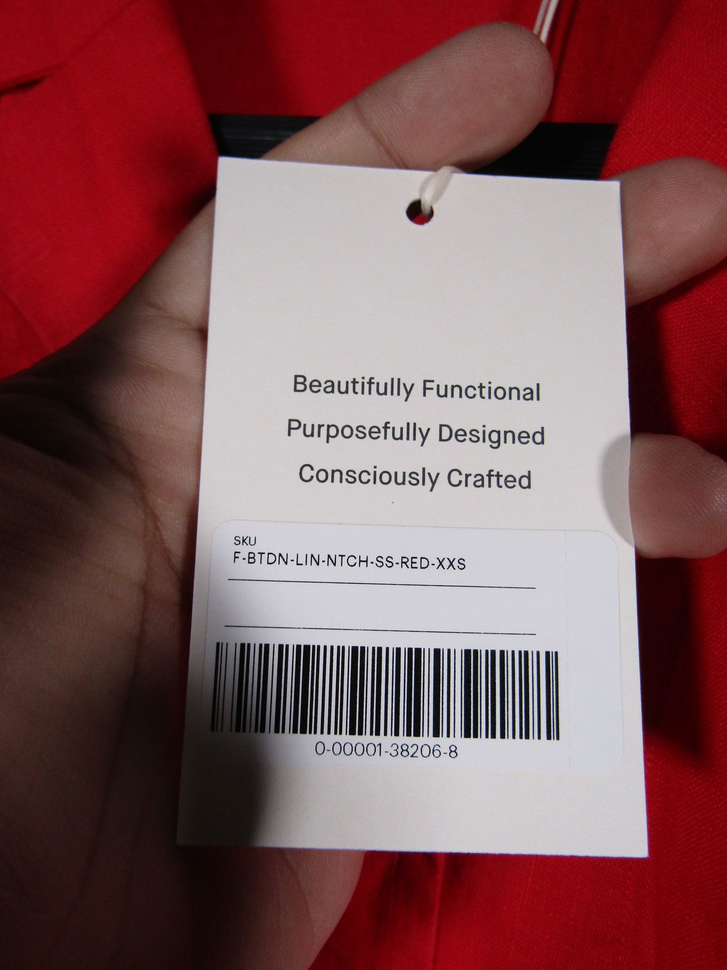 Everlane The Notch Women's Red Short Sleeve Linen Blouse Size XXS