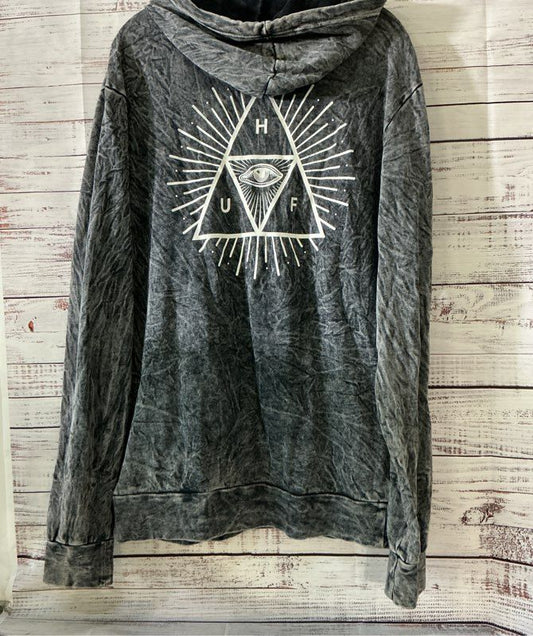 Men's HUF The Third Eye Acid Wash Pullover Hoodie Size L