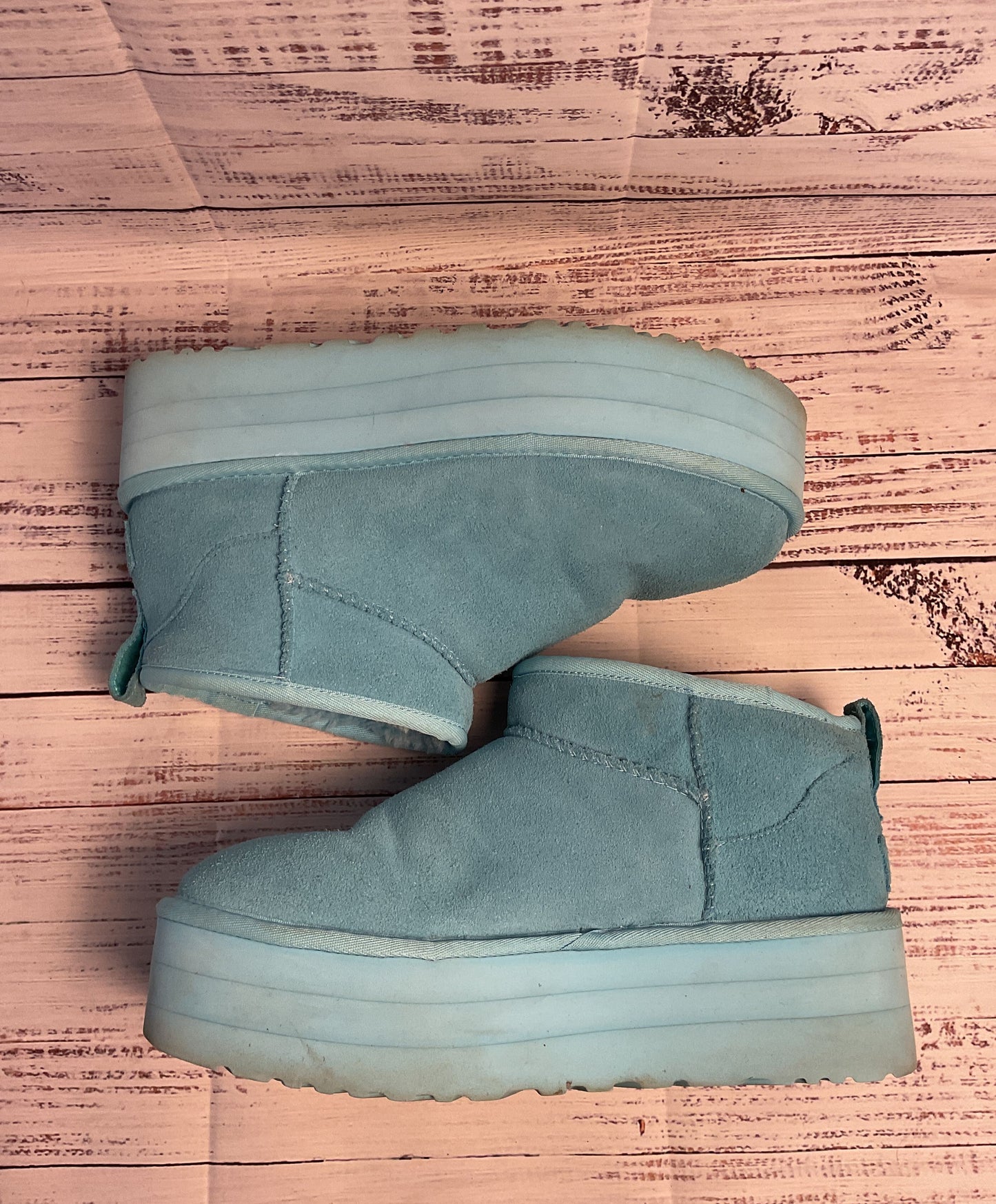 Cute Platform Ankle Skye Blue UGG Boot Slippers, Size Women's 11