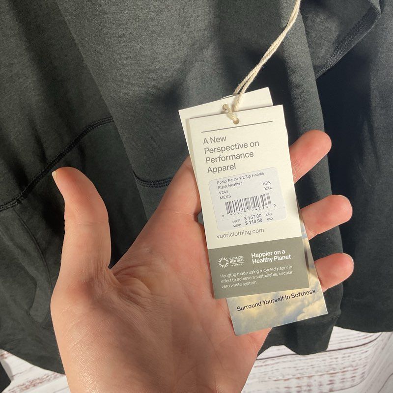 NWT Vuori Ponto Performance 1/2 Zip Hoodie in Black Heather Hoodie - Size XXL