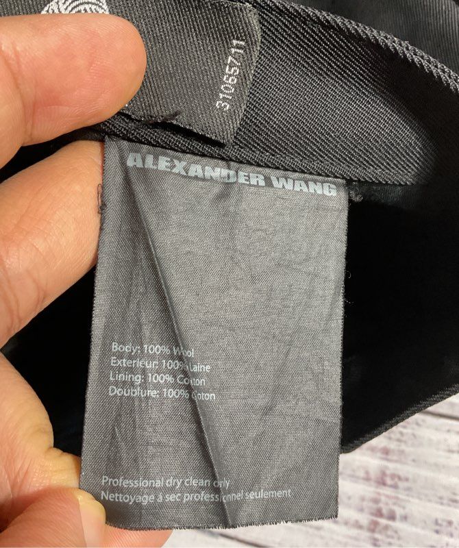 Alexander Wang Women's Black Wool Back Heel Cut Pants Size 2