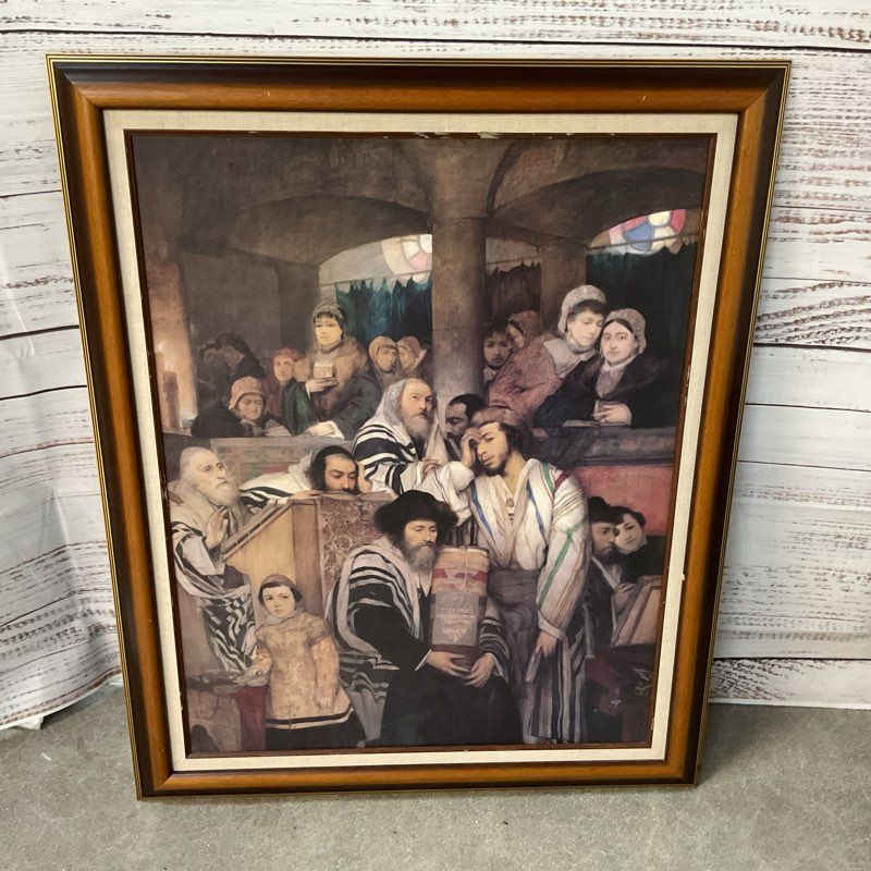 After MAURYCY GOTTLIEB "Jews Praying in Synagogue Yom Kippur" Print