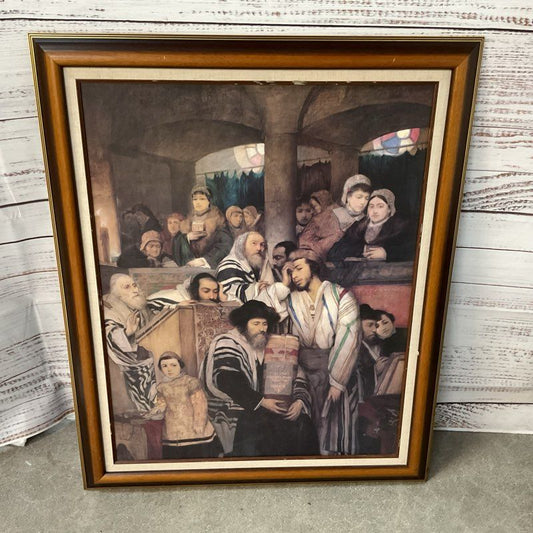 After MAURYCY GOTTLIEB "Jews Praying in Synagogue Yom Kippur" Print