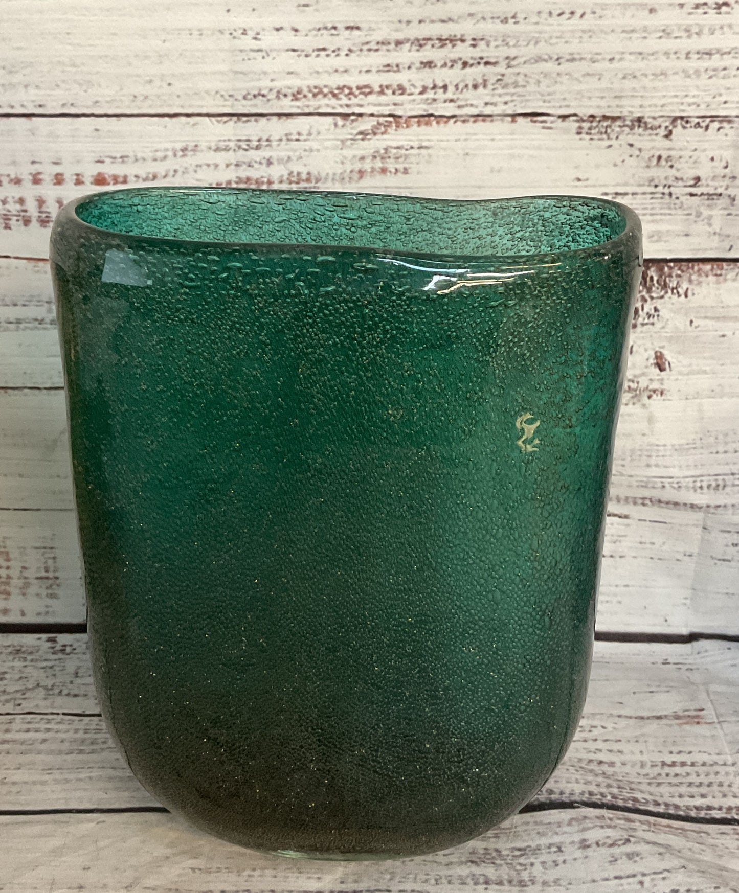 Modern Bubble Translucent Glass Flower Vase Teal Green