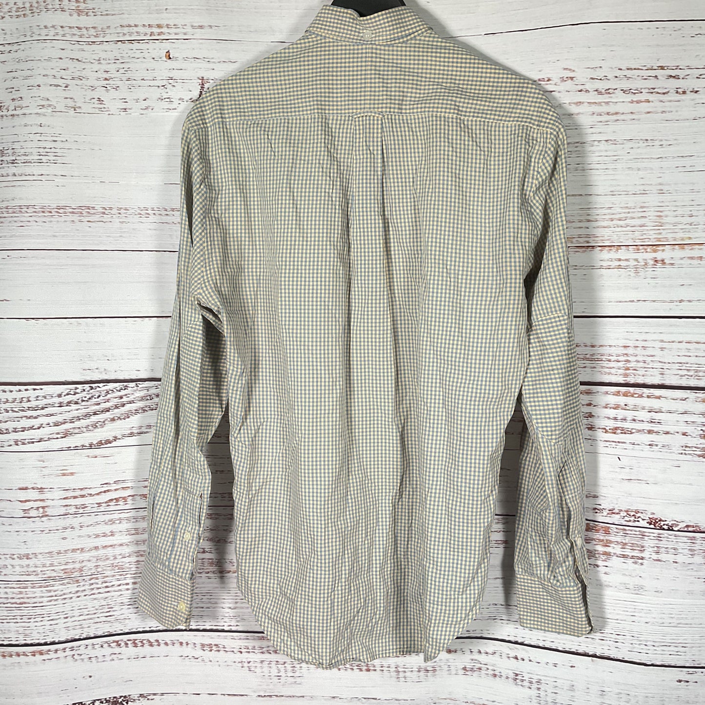 Gitman Bros Blue Beige Shepard Check Button Up Long Sleeve Shirt - Size S