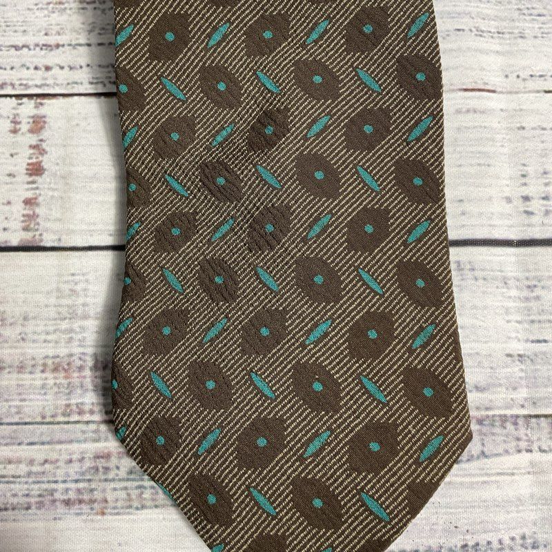Lot of 3 Vintage Giorgio Armani Brown Geometric Patterned 100% Silk Tie 57 in.