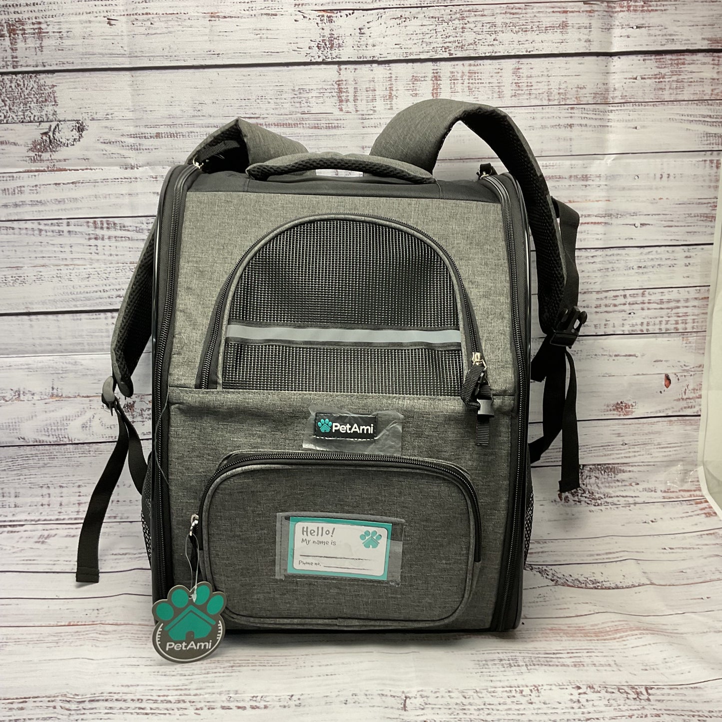 PetAmi Gray Black Soft Bottom Collapsible Pet Carrier Backpacks New