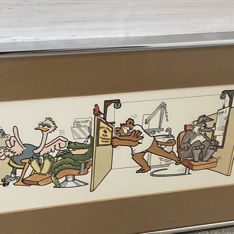 COA Signed ROBERT MARBLE "High-Tech Tooth Dr." Lithograph- FRAMED 38.5" X 10"