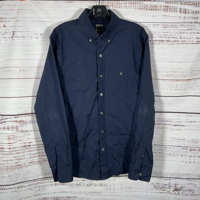 Todd Snyder Navy Classic Fit Button Up Dress Shirt - Size M