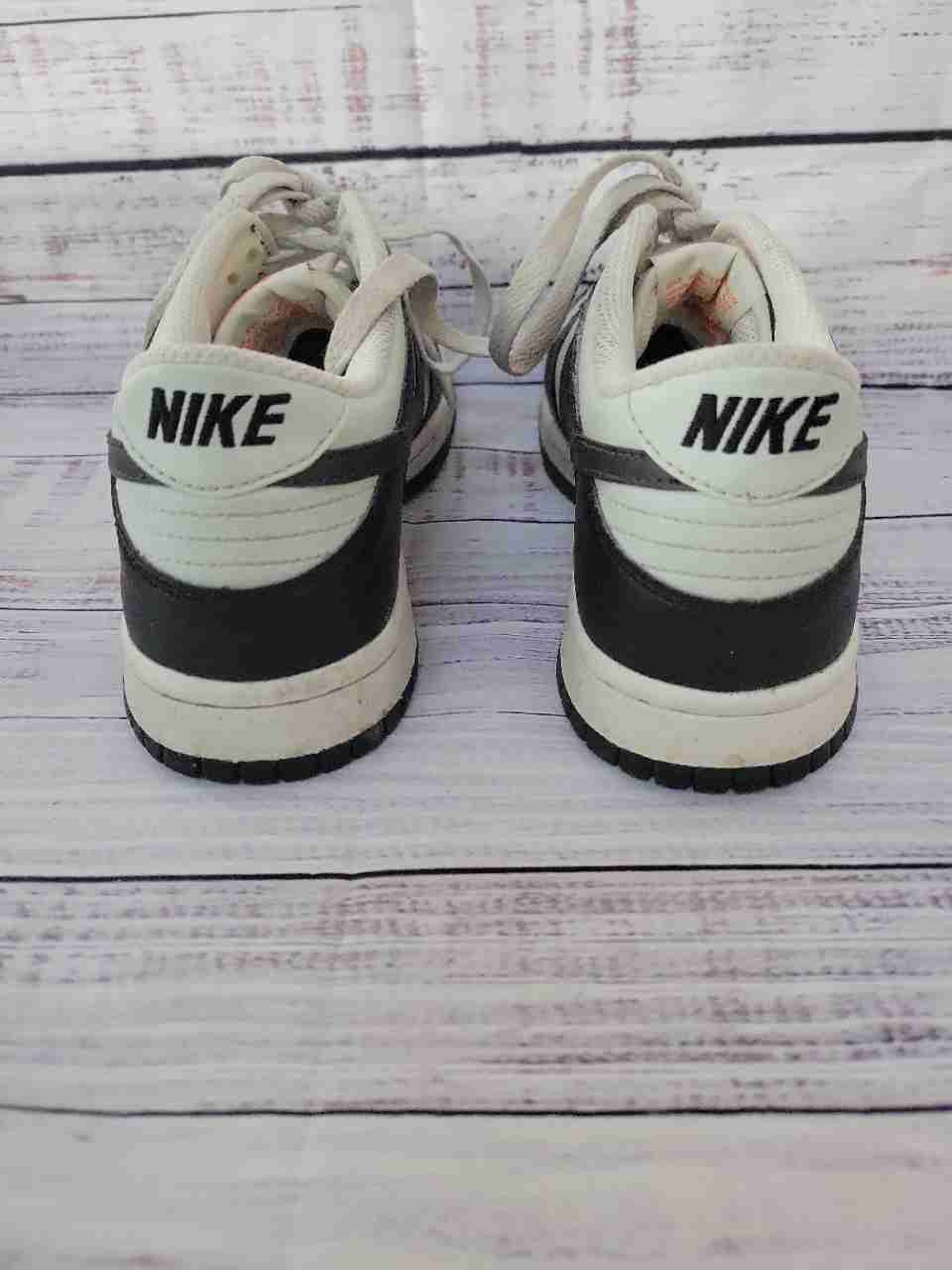 Women's Nike Dunk Low Black Bright Mandarin mini Swoosh Size 6.5