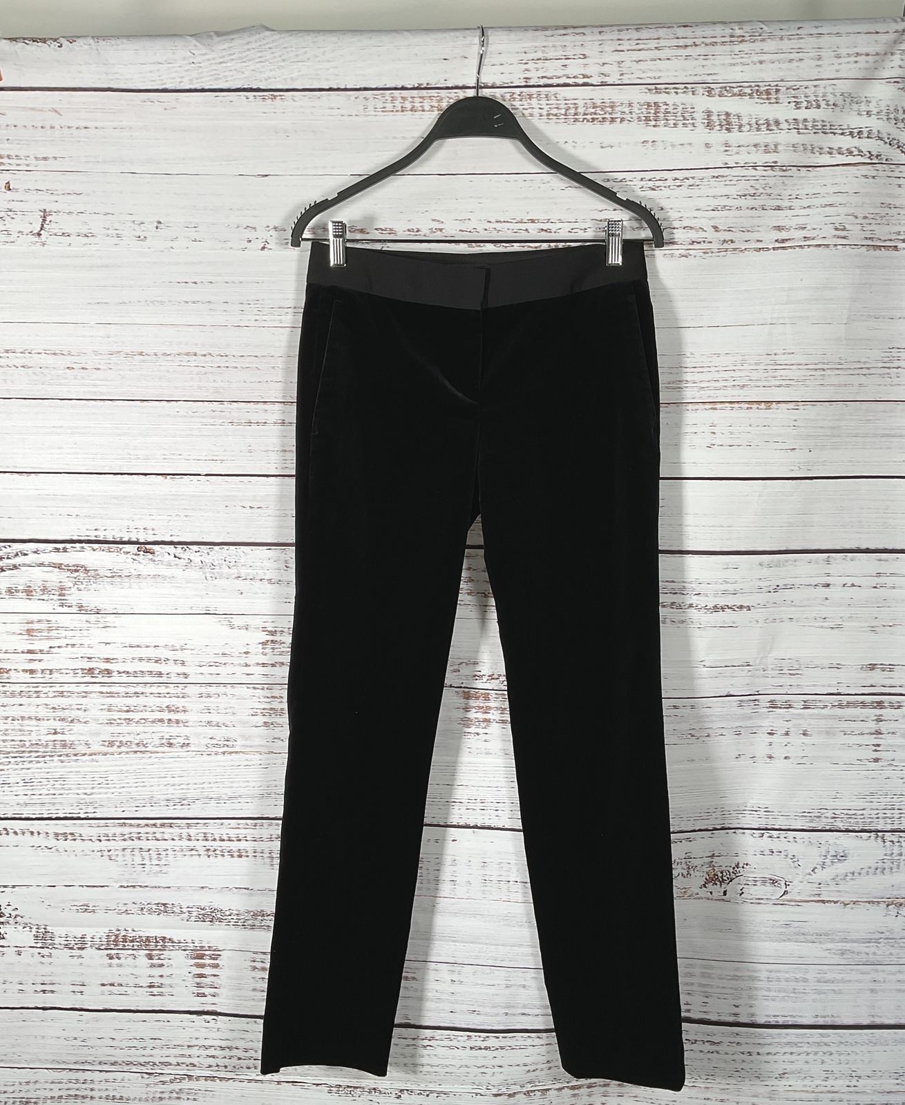 NWT Theory Black Stretch Velvet Straight Trouser - Size 0 RETAILS: $325