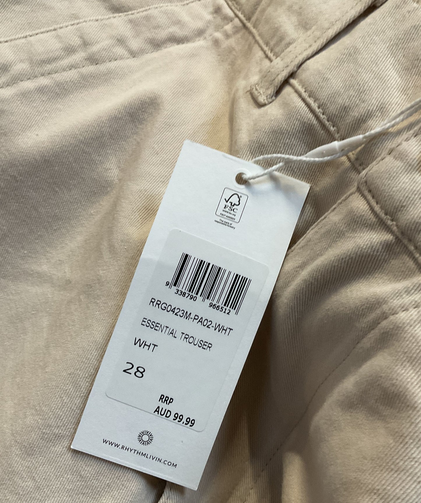 Rhythm Essential Trouser Cream 28