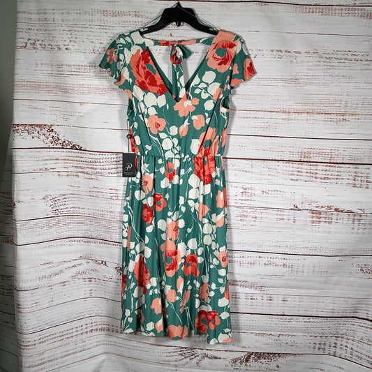 NWT Adrianna Papell Swaying Floral Bias Midi Green Print Dress Sz 6 Retail $159