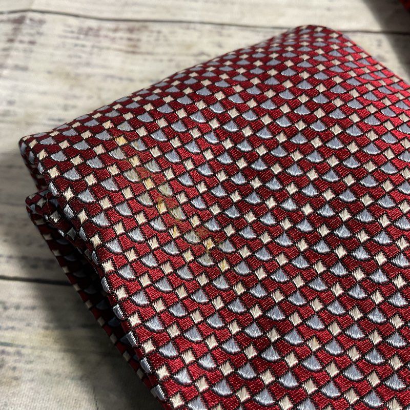 Hugo Boss & Fred Hayman Beverly Hills 2 pc. Lot Red Geometric Pattern Silk Ties