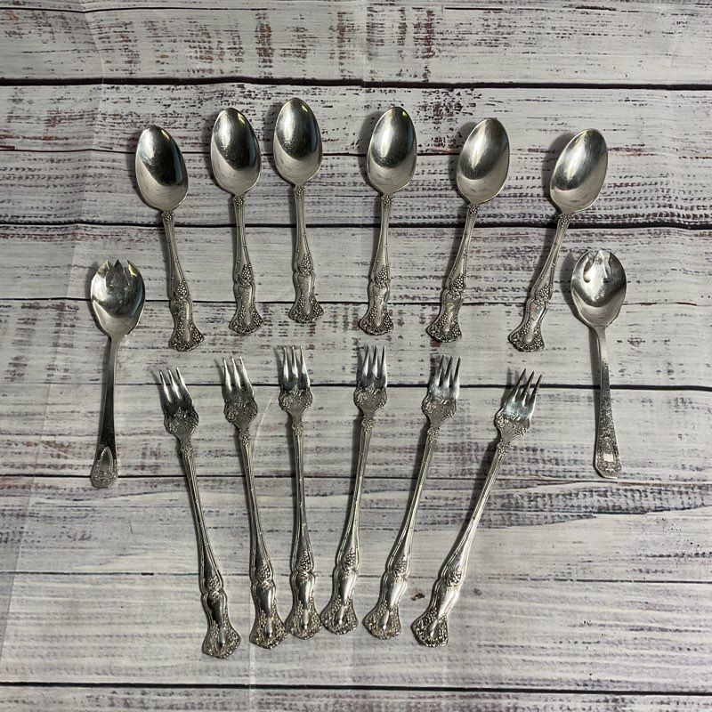 1847 Rogers Bros Antique 14 Pc Silver Plate Flatware Lot Read Desciption