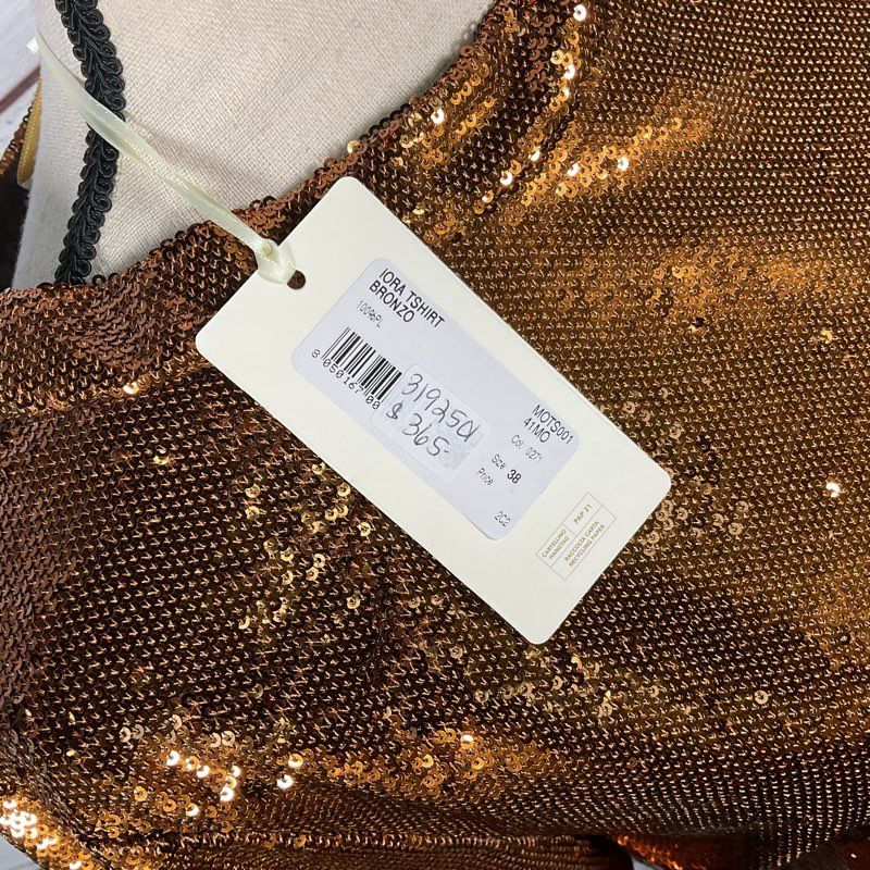 NWT Momoni Iora Bronze Sequin T-shirt - Size 0 US/38 IT MSRP $365