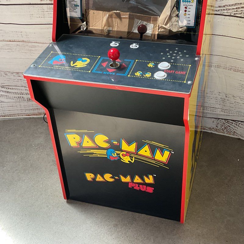 ARCADE 1UP #7652 Classic 2-in-1 Home Arcade 4ft CRACKED SCREEN GAME WORKS- AS-IS