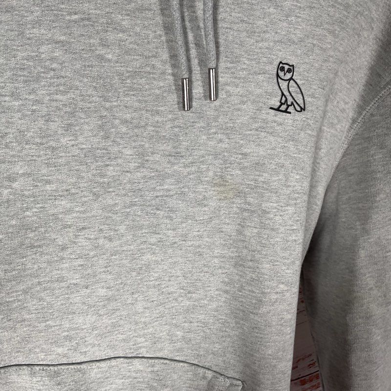 OVO Classic Heather Gray Owl Pullover Hoodie Sweater - Size L