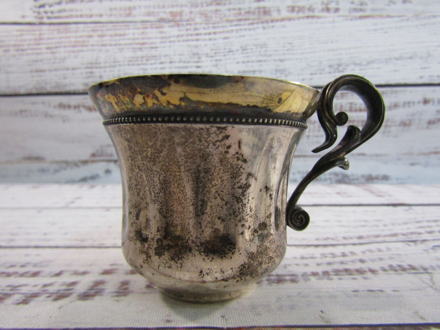 Vintage Eastern European Ornate Sterling Silver Demitasse Espresso Cup