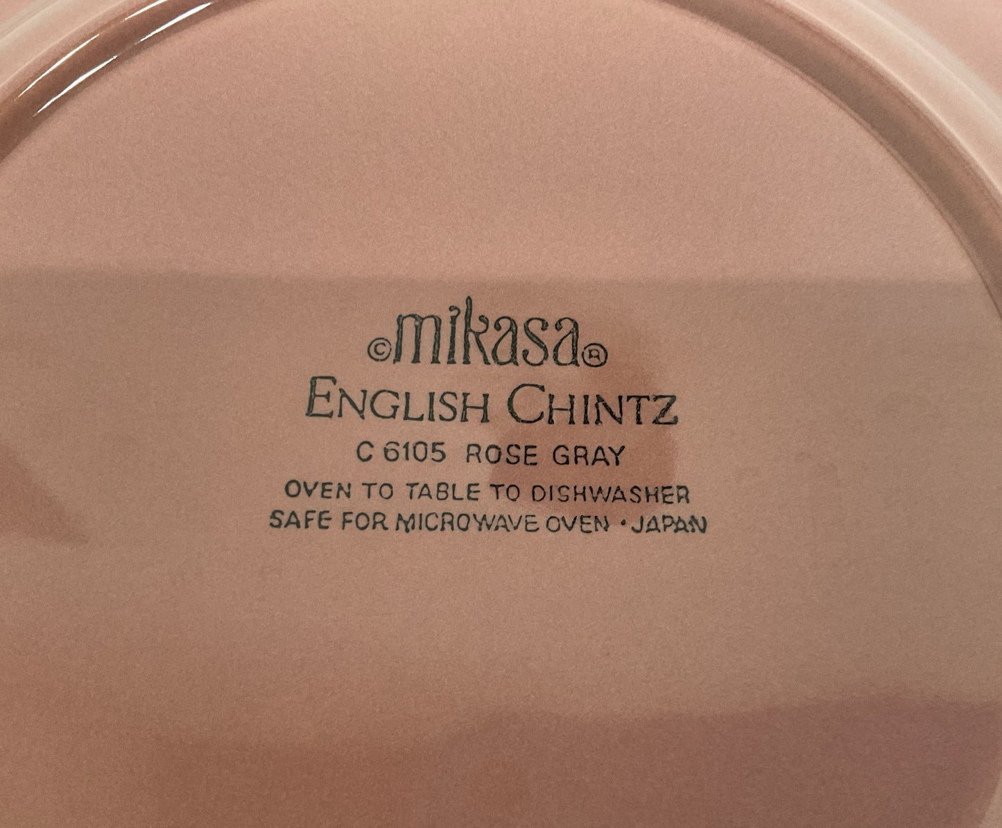 Mikasa English Chintz Rose Gray Salad Plates Set of 4