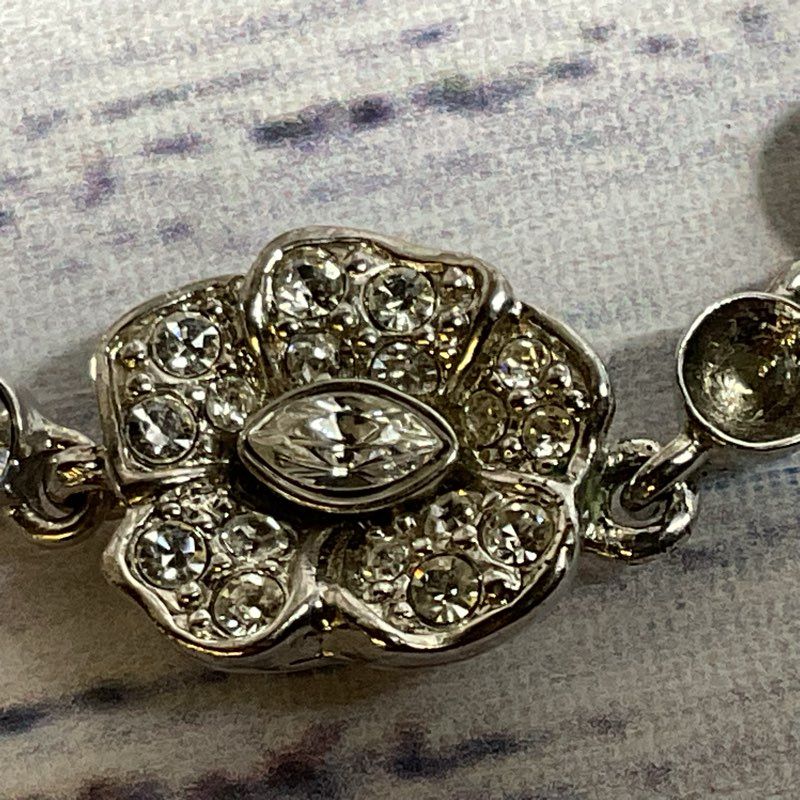 GIVENCHY Silver Tone & Rhinestone Tennis Bracelet- 7" (MISSING 2 STONES)