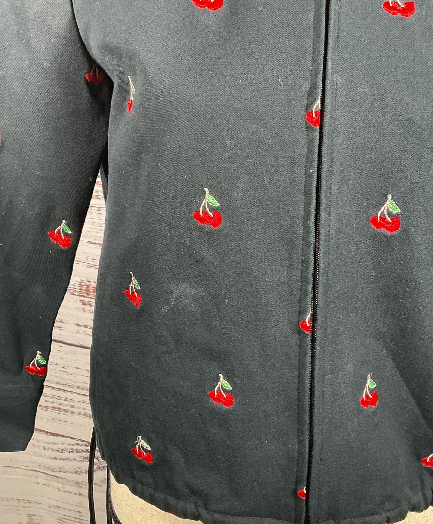 St. John Sport Embroidered Cherries So Cherry Zip Jacket Multicolor M