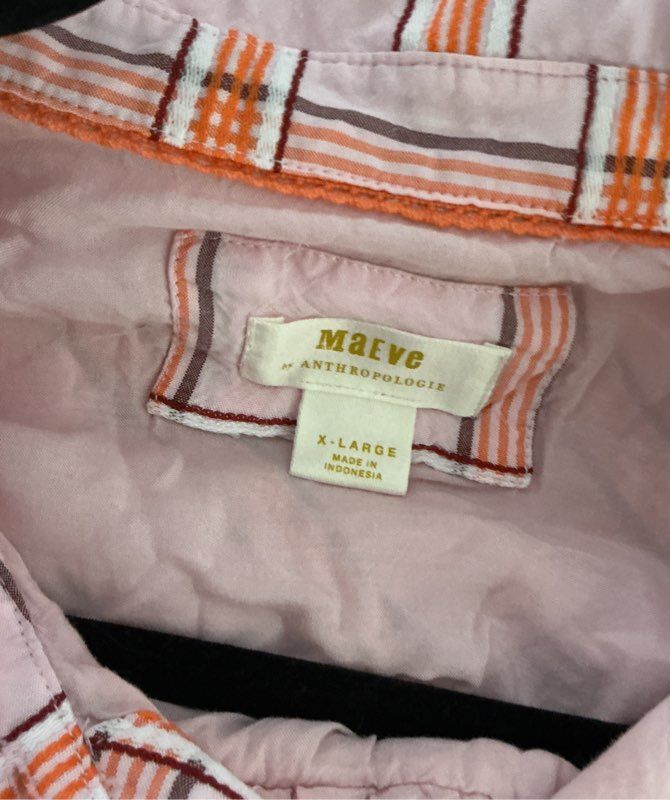 Women's Maeve by Anthropologie Pink & Orange Shirt Dress Size XL