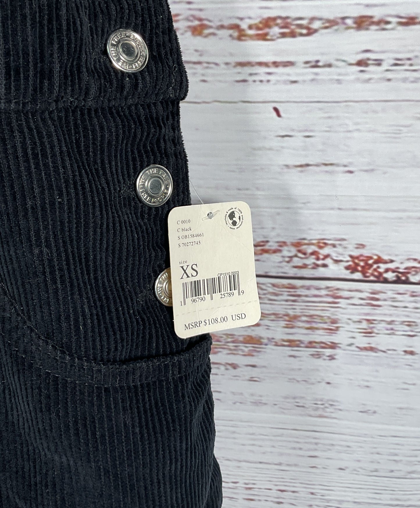 Free People Corduroy Shortalls Black XS