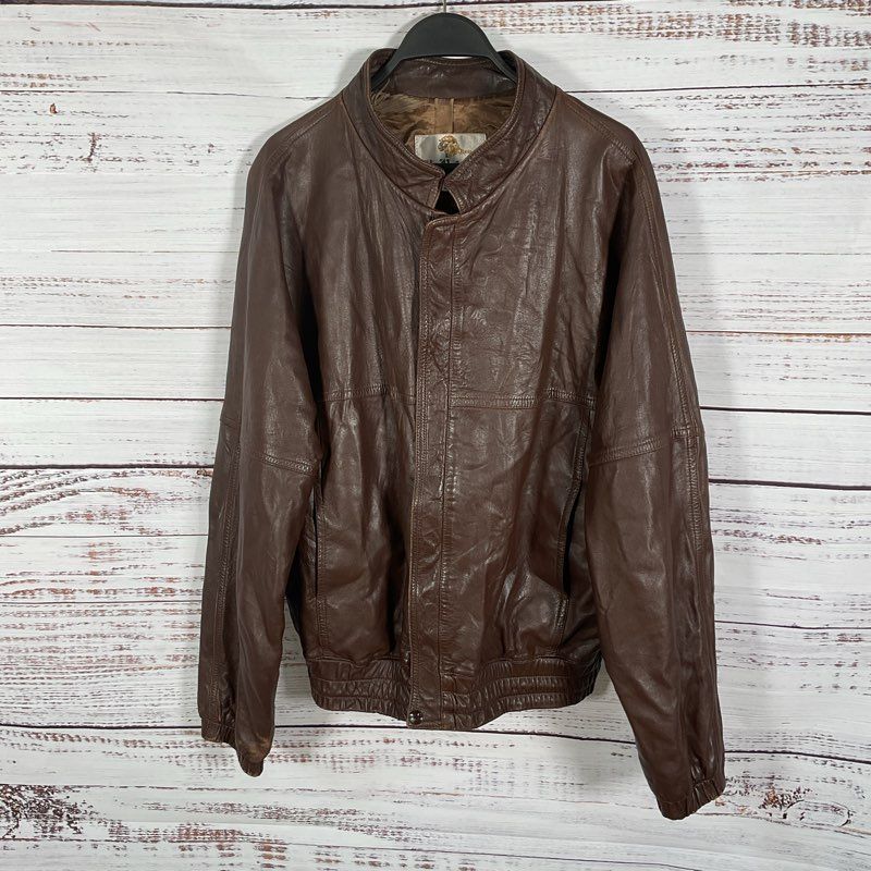VTG. H & H Brown Leather Jacket Made in CA - Size 42