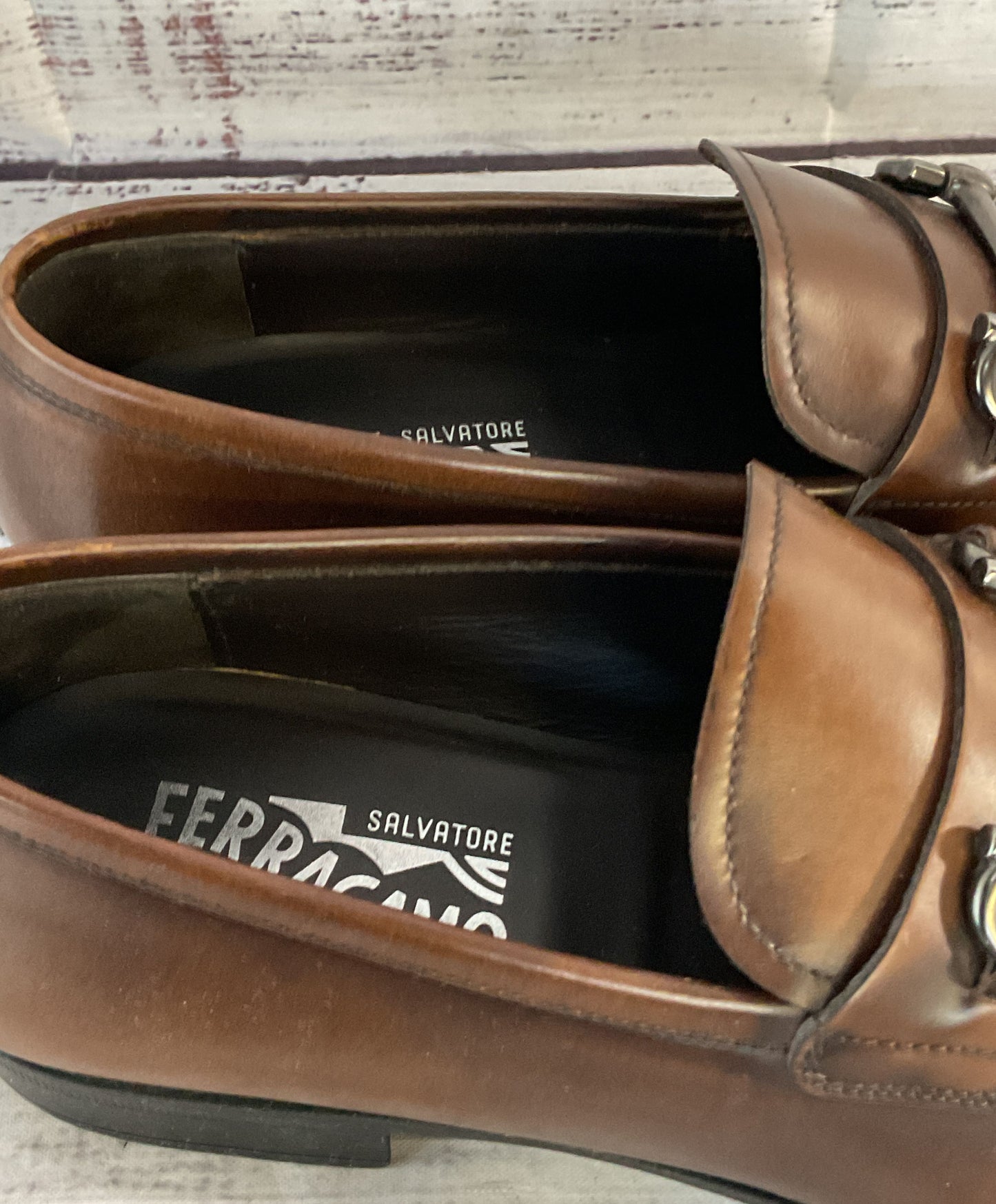 Salvatore Ferragamo Leather Horsebit Loafers Brown 8