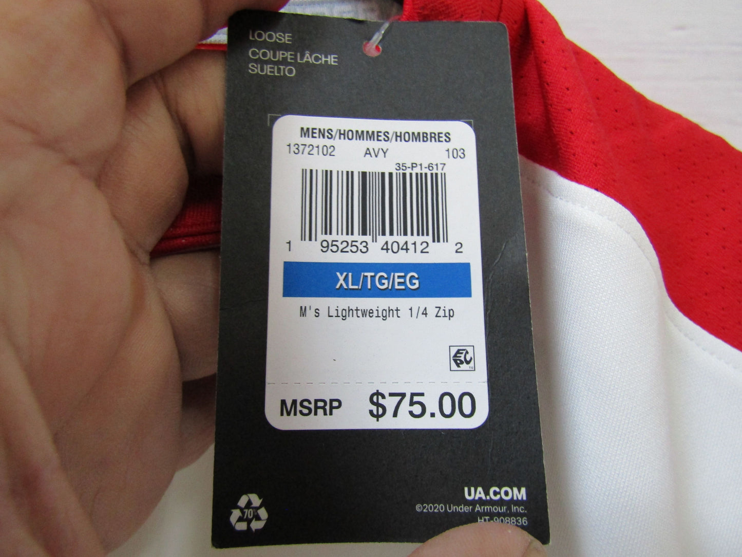 Under Armour Raider Texas Tech Men's White & Red 1/4 Zip Pullover Size XL