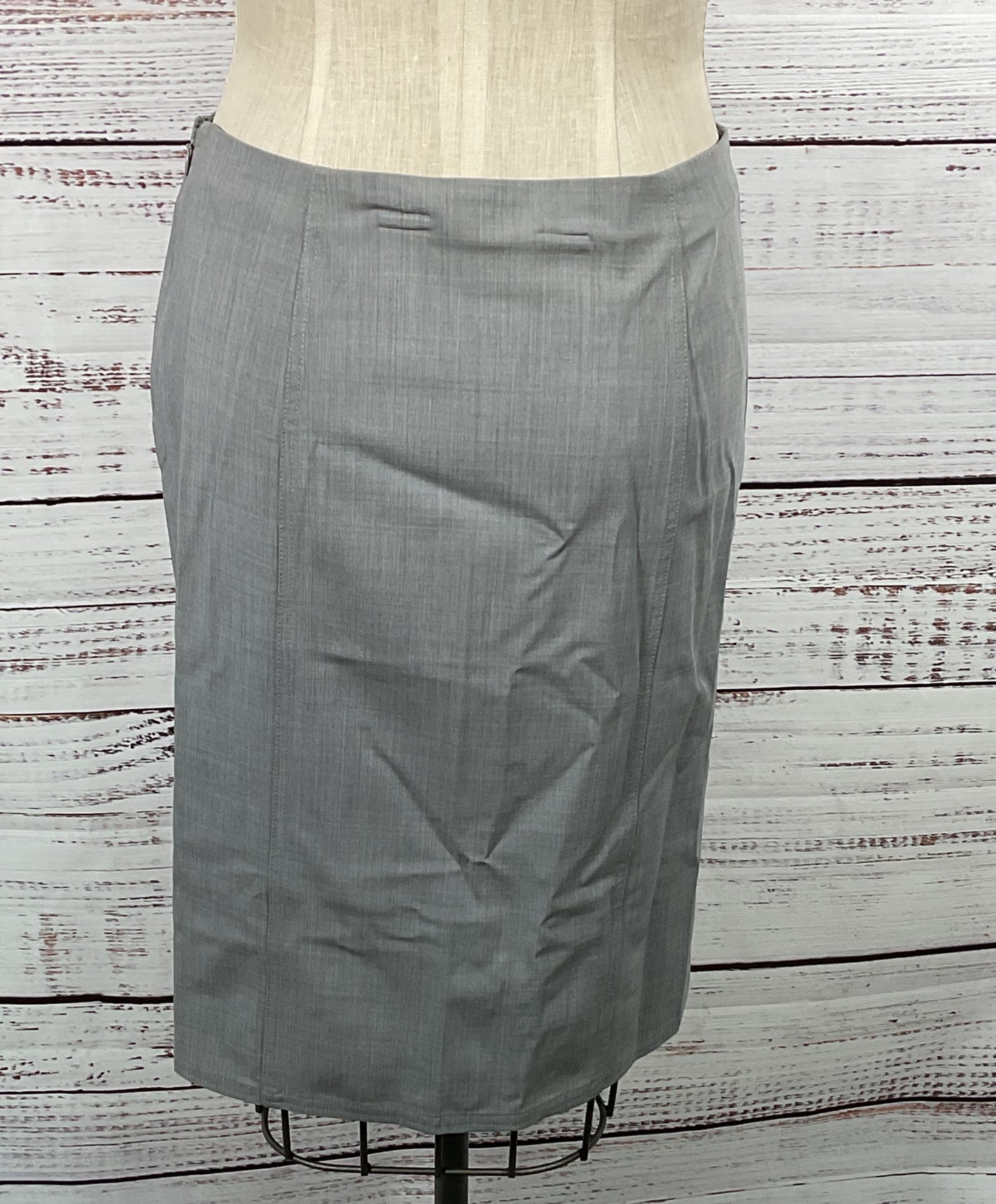 Christian Dior Vintage Exposed Zipper Pencil Skirt Gray 14