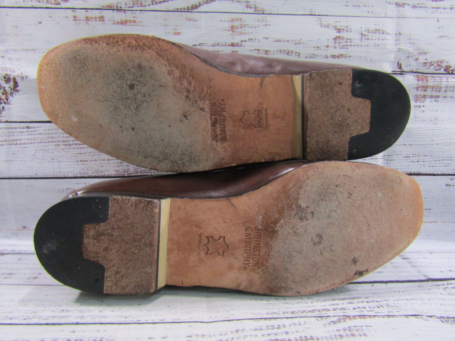 Johnston & Murphy Men's Brown Leather Woven Loafers Size 10.5