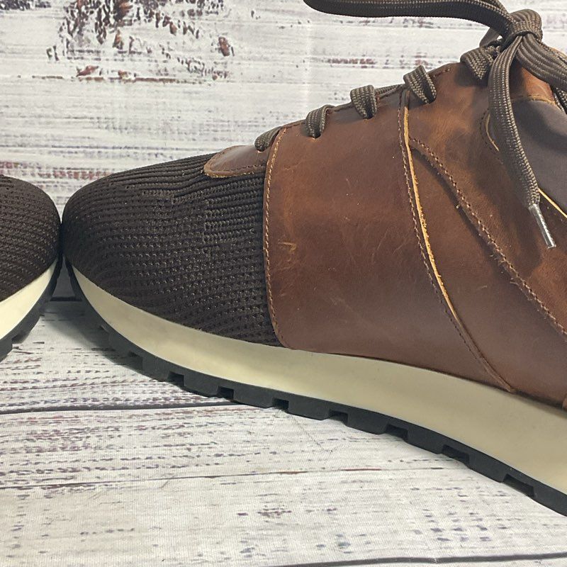 Bruno Magli Lugo Brown Embroidered Lion Leather/Mesh Sneaker Casual Shoe Men 13