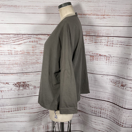 Ischiko Grey Raw Edge Long Sleeve Cotton Sweater - Size 3